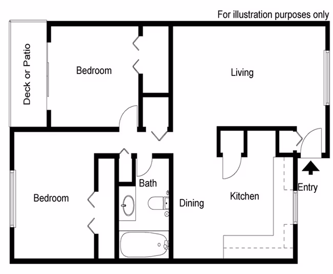 Two Bedroom One Bath 111C floor plan